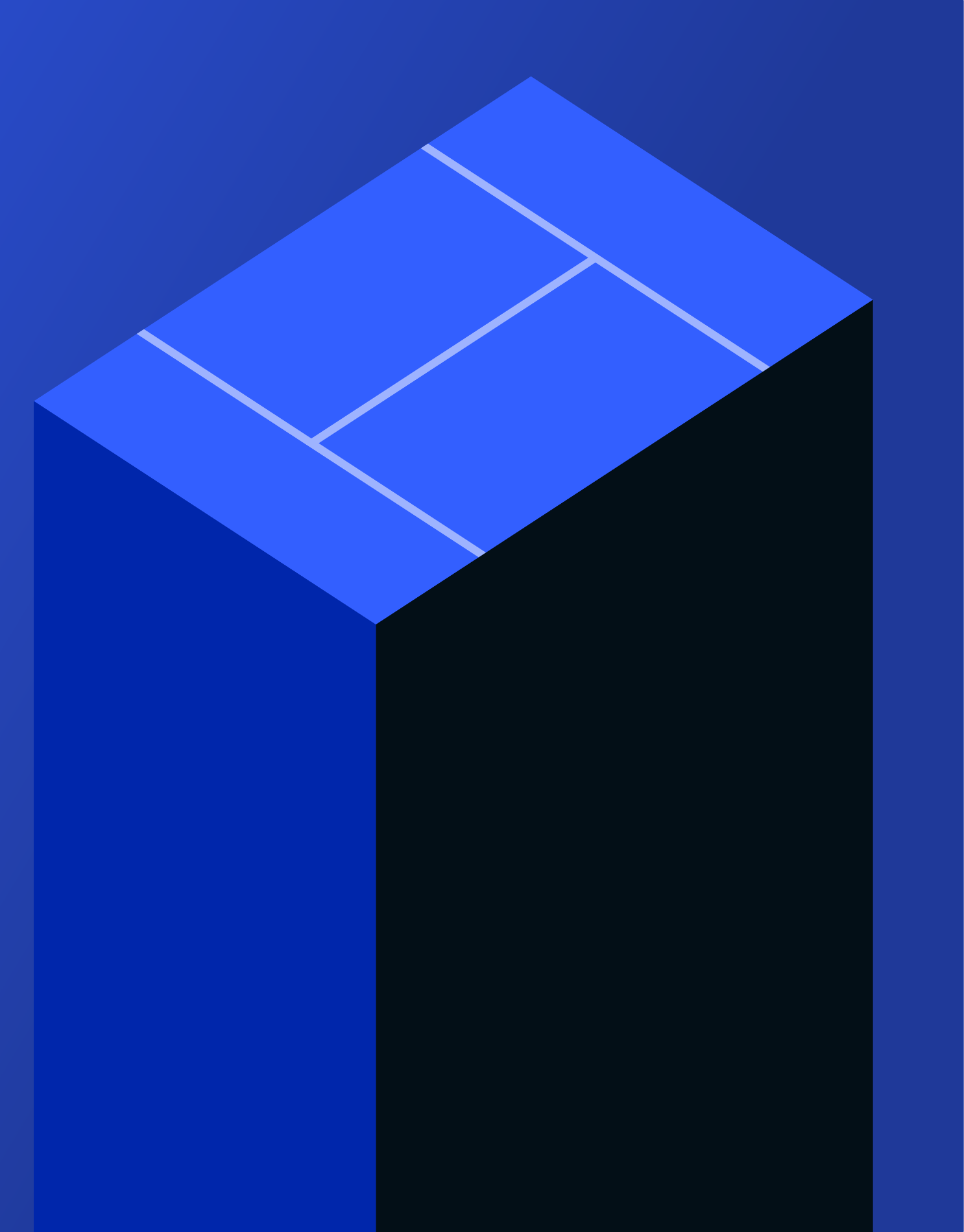 Isometric illustration of a padel court rising as a tower, symbolising the growth of the global padel market